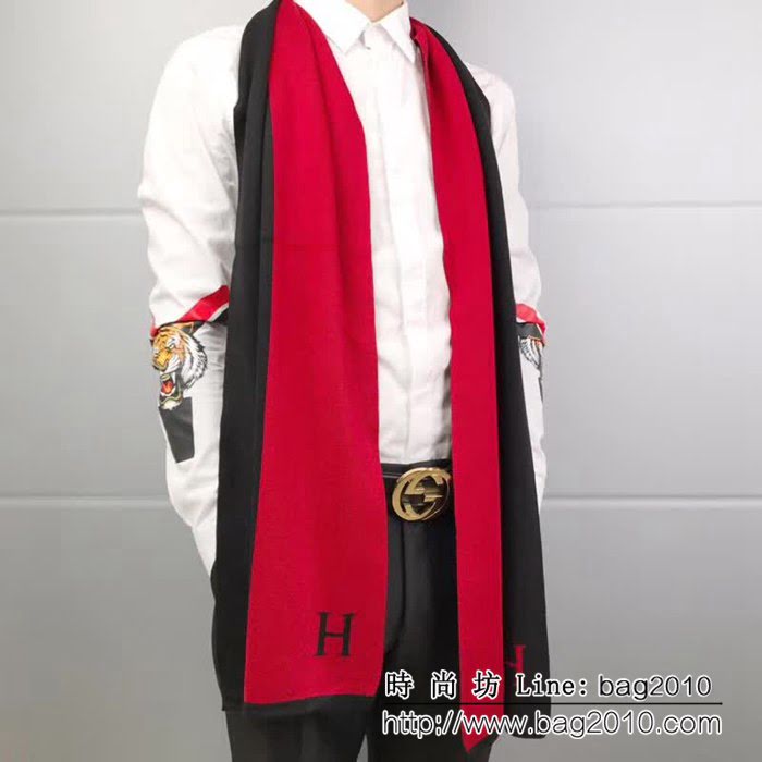 HERMES愛馬仕原單出口招牌男款羊絨圍巾 LLWJ6254